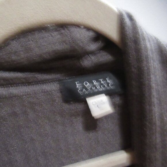 Forte Cashmere taupe knit cardigan merino silk blend L - Picture 2 of 4